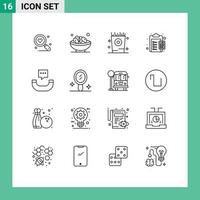 conjunto moderno de 16 contornos e símbolos, como elementos de design de vetores editáveis de festa de calculadora de ramadã de cobrança pagável