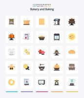 pacote de ícones planos de cozimento criativo 25, como bolos. cozimento. refeição. cozido. culinária vetor