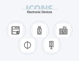 design de ícone do pacote de 5 ícones de linha de dispositivos. tábua. dispositivo. eletrônicos. CPU. lasca vetor