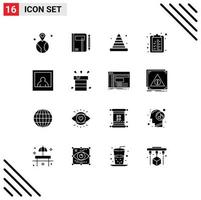 16 ícones criativos, sinais modernos e símbolos de lista de verificação, ferramenta de caneta, construção, elementos de design de vetores editáveis