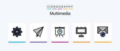 linha multimídia cheia de 5 ícones incluindo . calendário. mensagem. design de ícones criativos vetor