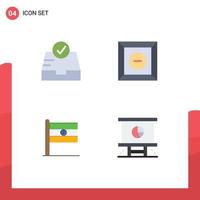 4 conceito de ícone plano para sites móveis e aplicativos caixa de seleção dia empresário indiano elementos de design de vetores editáveis