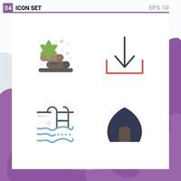 4 ícones planos universais assinam símbolos de elementos de design de vetores editáveis de construção de seta de água de toalha