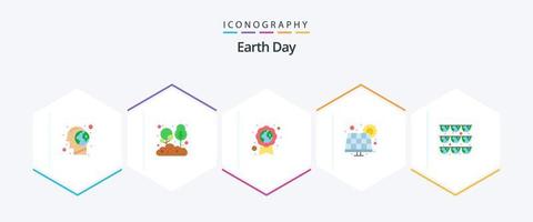 pacote de ícones planos do dia da terra 25, incluindo energia. indústria. plantar. energia. distintivo vetor