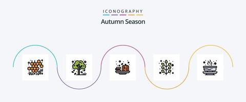 linha de outono cheia de pacote de ícones plana 5, incluindo quente. plantar. outono. folha. outono vetor