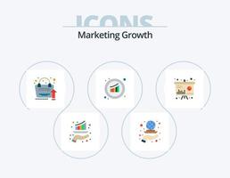 design de ícones do pacote de ícones planos de crescimento de marketing 5. vendas. crescimento. ícone de marketing. gráfico. saco vetor