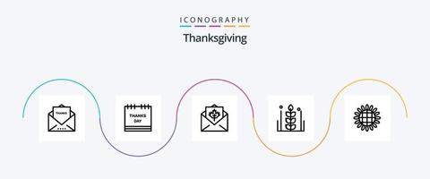 pacote de ícones da linha 5 de ação de graças, incluindo grãos. outono. Peru assado. Ação de graças. saudações vetor