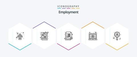 pacote de ícones de 25 linhas de emprego, incluindo usuário. engenheiro. excluir. empregado. rejeitar vetor