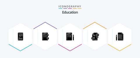 pacote de ícones de 25 glifos de educação, incluindo lápis. Educação. conhecimento. Arquivo. graduação vetor