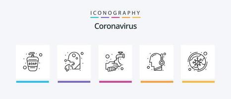 pacote de ícones da linha 5 do coronavírus, incluindo rip. cova. médico. contar. sars. design de ícones criativos vetor