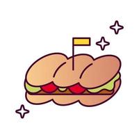 ícone de estilo detalhado de comida sandwish vetor
