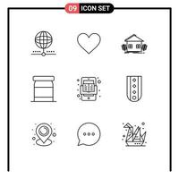 pacote de ícones vetoriais de estoque de 9 sinais e símbolos de linha para comida de livro, ambiente de bebê de casamento, elementos de design de vetores editáveis