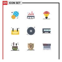 pacote de 9 cores planas criativas de ideias protegidas de sinalização de cd, loja de patentes, elementos de design de vetores editáveis