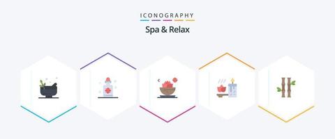 spa e relaxe 25 pacotes de ícones planos, incluindo floresta. spa. local. relaxamento. aromaterapia vetor