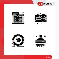 conjunto de glifos sólidos de interface móvel de 4 pictogramas de opção de análise de navegador, diagrama de pintura, elementos de design vetorial editáveis vetor