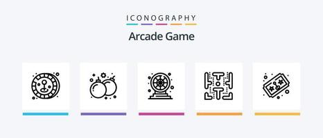 Arcade line 5 icon pack incluindo cartões. jogos. cubos. Diversão. Toque. design de ícones criativos vetor