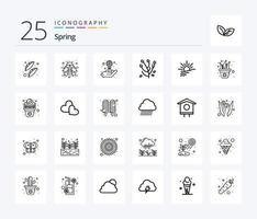 pacote de ícones de 25 linhas de primavera, incluindo luz. Flor da Primavera. jardinagem. flor. anêmona vetor