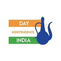 celebração do dia da independência da Índia com bandeira e jarro estilo simples vetor