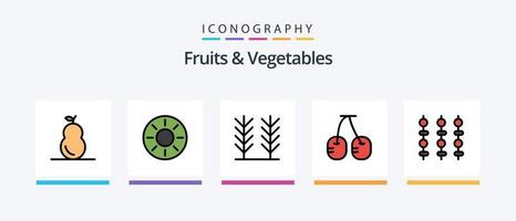 linha de frutas e legumes cheia de 5 ícones incluindo . Comida. cereal. cereja. fruta. design de ícones criativos vetor