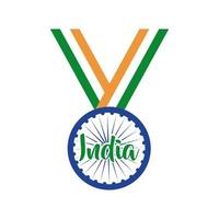 celebração do dia da independência da Índia com estilo simples da medalha ashoka chakra vetor