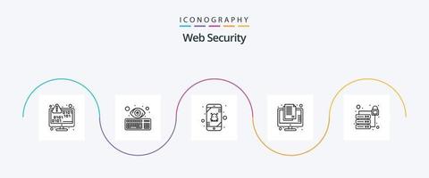 pacote de ícones da linha 5 de segurança na web, incluindo informações. confidencial. teclado. classificado. Móvel vetor