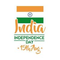 celebração do dia da independência da Índia com bandeira estilo simples vetor