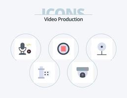 produção de vídeo flat icon pack 5 design de ícones. cctv. Pare. música. voz vetor