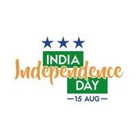 celebração do dia da independência da Índia com letras em estilo simples vetor
