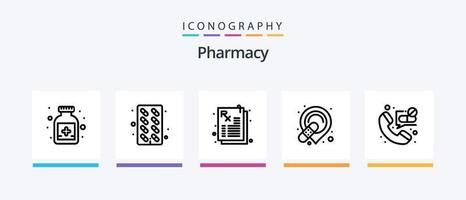 pacote de ícones da linha 5 de farmácia, incluindo farmácia. cálcio. checar. sinalização. medicina. design de ícones criativos vetor