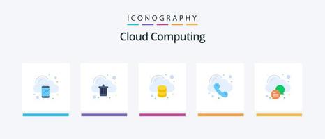 pacote de ícones de 5 planos de computação em nuvem, incluindo nuvem. Telefone. nuvem. telefone. ligar. design de ícones criativos vetor