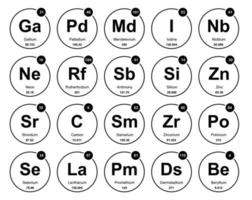 20 tabela periódica do design do pacote de ícones de elementos vetor