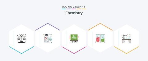 pacote de ícones planos de química 25, incluindo laboratório. experimentar. Fórmula. química. teste de laboratório vetor