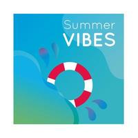 banner colorido de vibrações de verão com flutuador salva-vidas vetor
