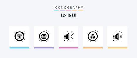 pacote de ícones ux e ui glyph 5, incluindo volume desligado. mudo. áudio. pintar. rgb. design de ícones criativos vetor