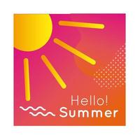 Olá banner colorido de verão com sol vetor
