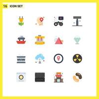 conjunto de 16 sinais de símbolos de ícones de interface do usuário modernos para eco gamepad cabeça mente beleza pacote editável de elementos de design de vetores criativos