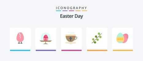Páscoa plana 5 pacote de ícones incluindo ovo. primavera. chá. feriado. amentilho. design de ícones criativos vetor