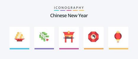 pacote de ícones plana de 5 anos do ano novo chinês, incluindo ano novo. novo. ano Novo. chinês. firecracker. design de ícones criativos vetor