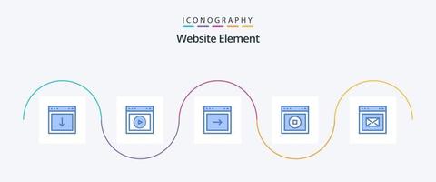 pacote de ícones azul 5 do elemento do site, incluindo web. ui. rede. Pare. direita vetor