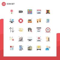 25 símbolos de sinais de cores planas universais de agenda de design de negócios de notebook, elementos de design de vetores editáveis da cidade