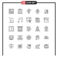 25 ícones criativos, sinais e símbolos modernos da terra, aniversário, paciente, química, elementos de design vetoriais editáveis vetor