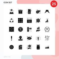 25 glifos sólidos vetoriais temáticos e símbolos editáveis da interface do árbitro do dia dos pais do esporte do bigode elementos editáveis de design vetorial vetor