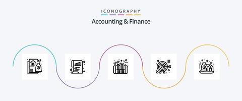 pacote de ícones de linha 5 de contabilidade e finanças, incluindo casa. foco. finança. alvo. dardos vetor