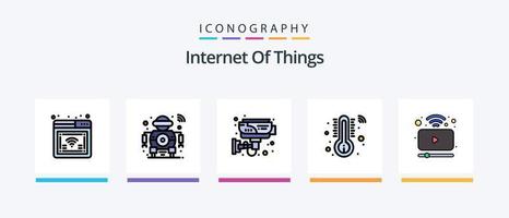 linha de internet das coisas cheia de 5 ícones, incluindo internet. inteligente. plantar. casa. cctv. design de ícones criativos vetor