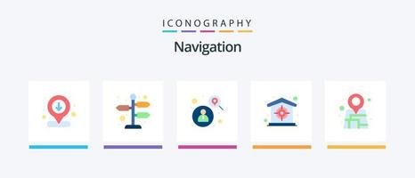 pacote de ícones de navegação plana 5, incluindo mapa. GPS. cara. alvo. propriedade. design de ícones criativos vetor