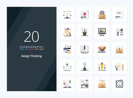 20 design thinking ícone de cor plana para apresentação vetor