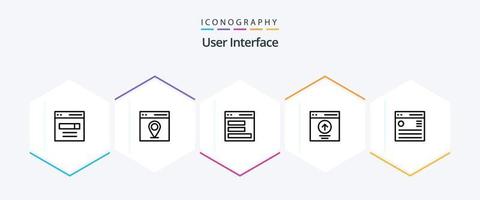 interface do usuário pacote de ícones de 25 linhas, incluindo mensagem. comunicação. do utilizador. interface vetor