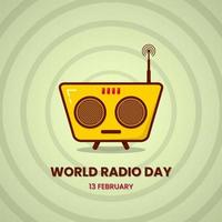 templo de design do dia mundial do rádio. conceito simples, retrô e mínimo, usado para ícone, símbolo, sinal ou cartão vetor