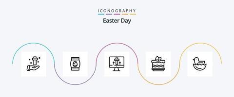 Pacote de ícones da linha 5 da páscoa, incluindo pato. comer. feriado. páscoa. ovo vetor