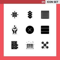 9 ícones criativos sinais modernos e símbolos de elementos de design de vetores editáveis de negócios de crescimento de portas de plantas de erro